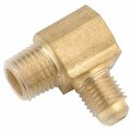 Anderson Metals 1/4 in. Flare Elbow in. X 1/4 in. D MIP Brass 90 Degree Elbow 754049-0404AH